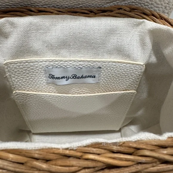 Tommy Bahama bag rattan wicker white bag White and Brown Woven Crossbody Bag - Picture 8 of 10